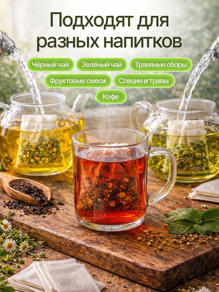 Фильтр пакеты для чая для заваривания одноразовые 300 шт, 300 шт, фото 5