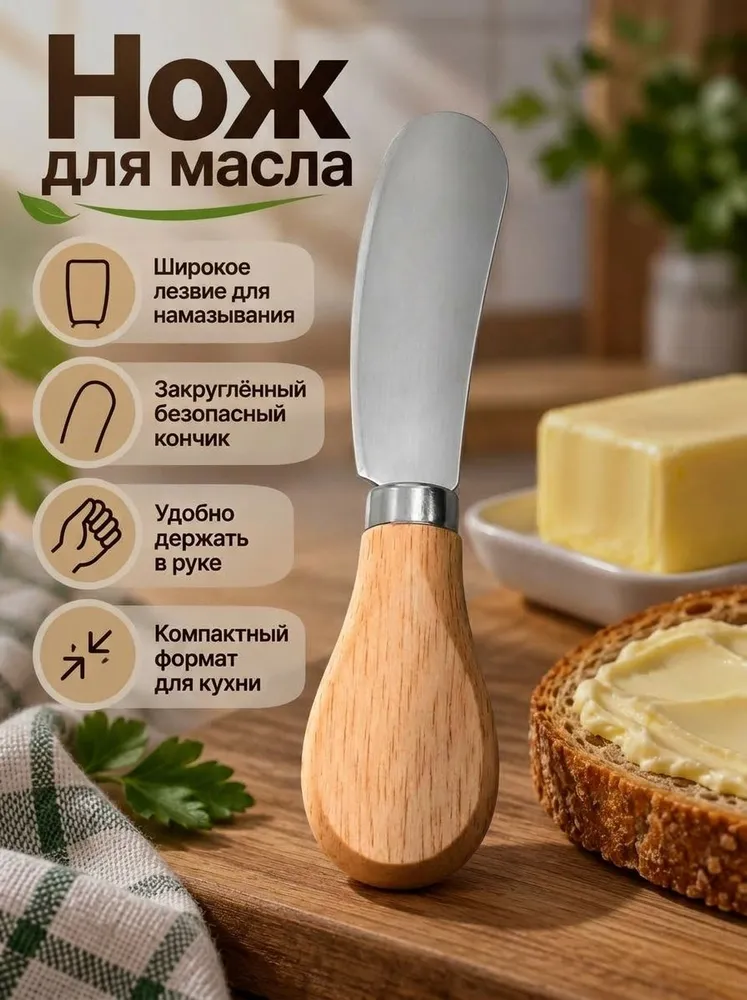 Нож для масла 1 предм. серебристый, серебристый