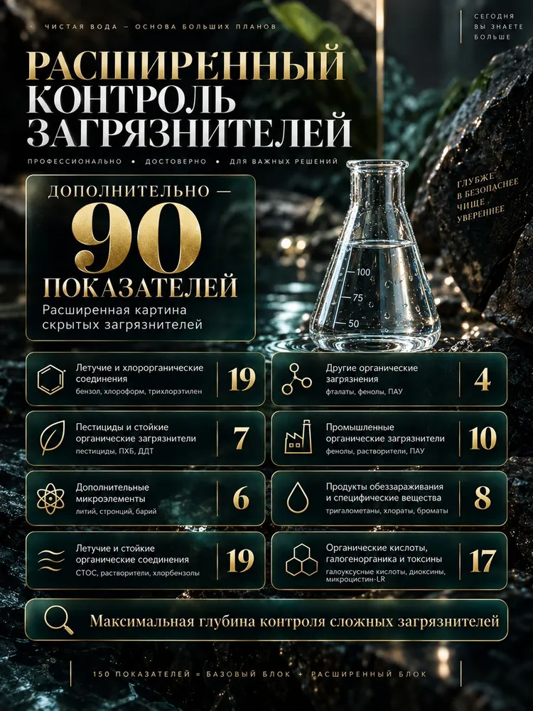 Химический лабораторный анализ воды по 150 показателям, расширенная проверка воды из скважины, колодца и водопровода, вариант, фото 5