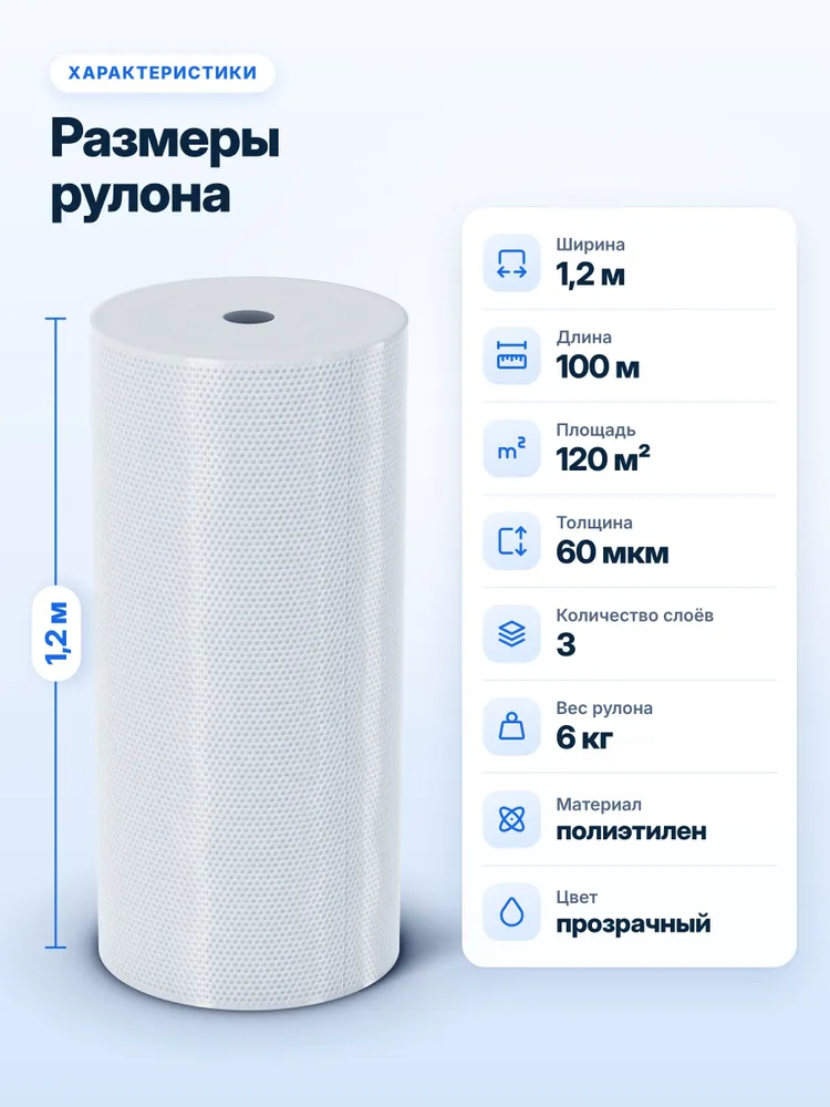 Плёнка воздушно-пузырчатая 3-х слойная 1,2 метра 100 метров, 1,2 м, 100 м, фото 2
