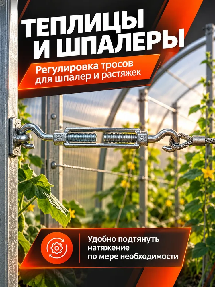 М8 Талреп 2шт крюк-крюк DIN1480 оцинкованный, 2 шт, фото 4