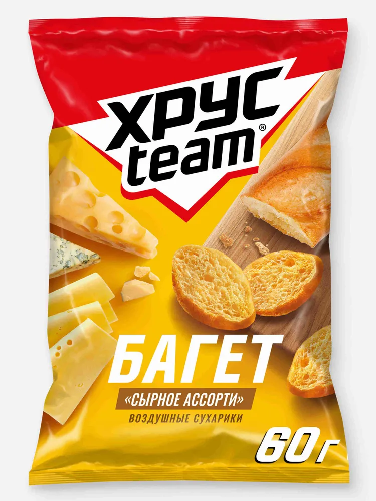 Сухарики Хрусteam Багет со вкусом сыра, 60 г, 60 г