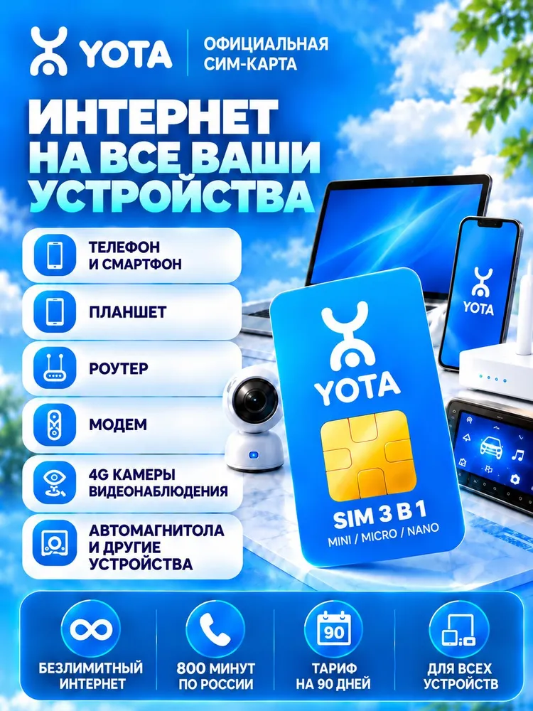 Сим карта Йота безлимитный интернет для телефона роутера и модема с раздачей Wi-Fi, вариант, фото 5