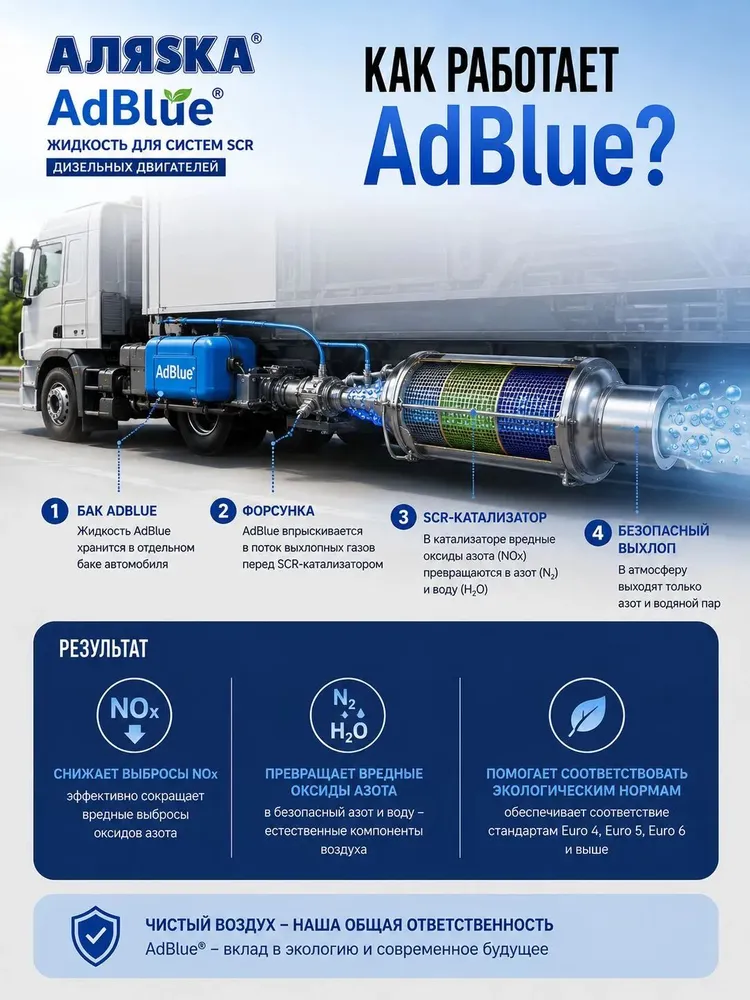 Жидкость AdBlue (водный раствор мочевины) для систем SCR 20 л, Аляска, 20 л, фото 2