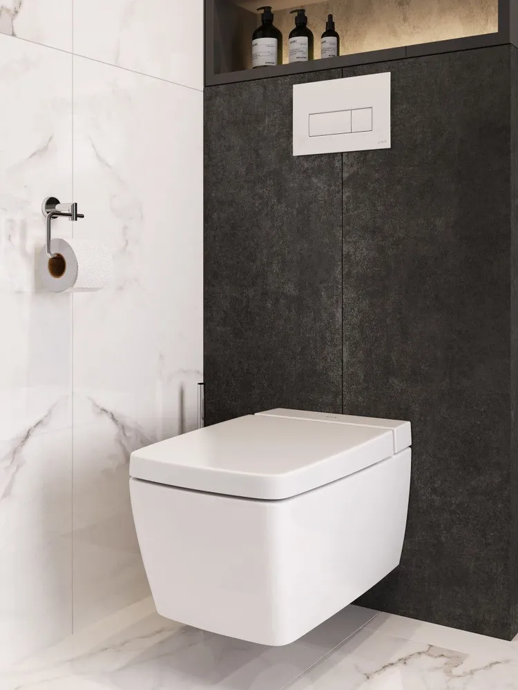Подвесной унитаз VitrA Metropole (Метрополь) 7672B003-1687, с функцией биде и встроенным смесителем, безободковый, Rim-ex (Рим-экс), белый, санитарный фарфор, белый, фото 6