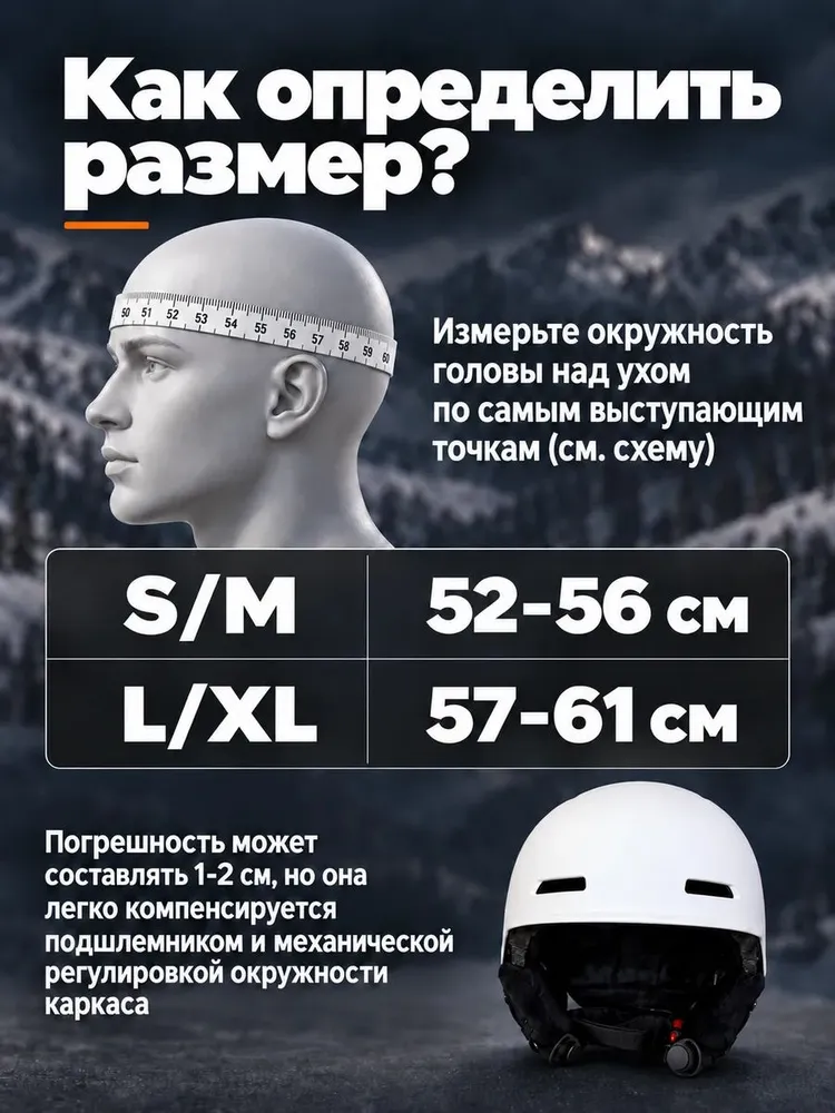 Шлем горнолыжный сноубордический защитный, со съемной балаклавой, вариант, фото 4