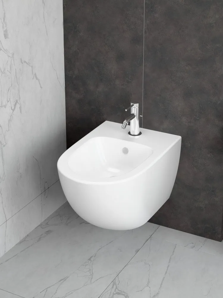 Биде VitrA Sento (Сенто) 4338B003-1046, подвесное, белое, с отверстием под смеситель, покрытие Hygiene (Хайджн), белый, фото 5