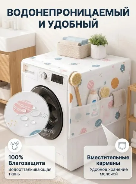 Защитный чехол для стиральной машины от пыли 1шт, 1 шт, фото 3