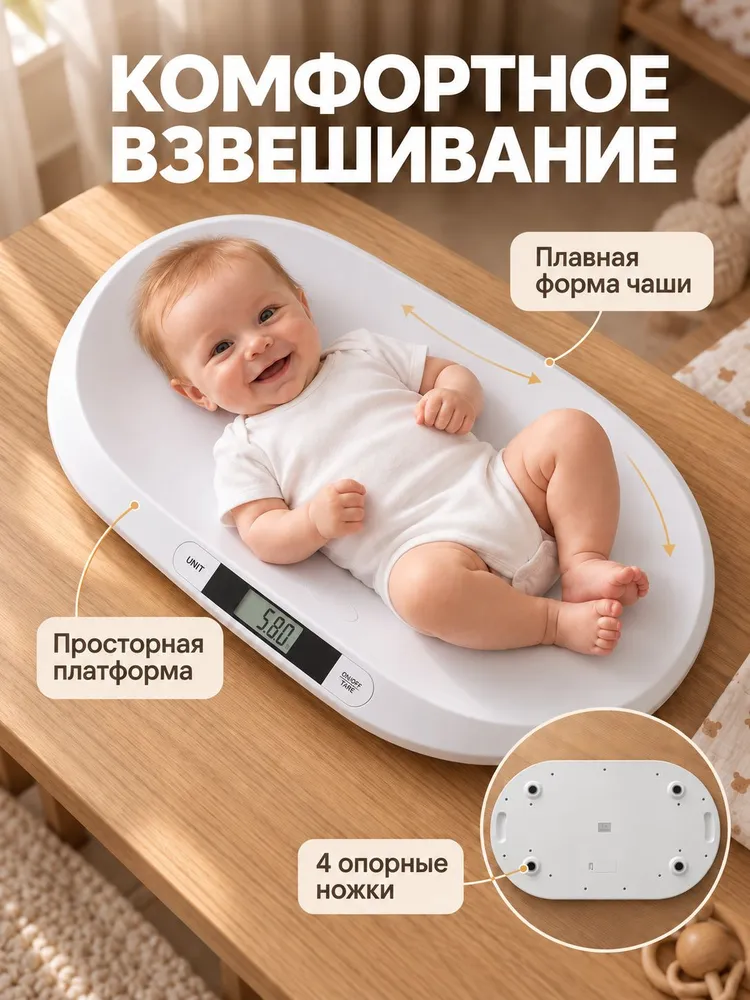 Весы для новорожденных электронные до 20 кг, детские весы для взвешивания малыша, 20 кг, фото 4