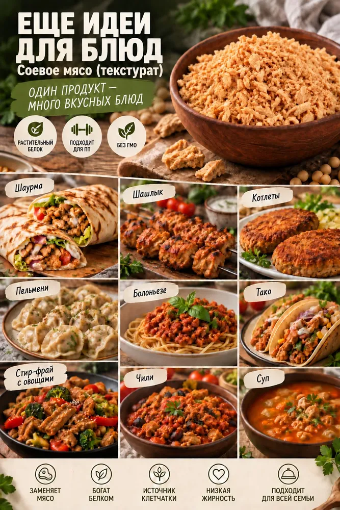 Соевое веганское мясо текстурат 300 г, 300 г, фото 5