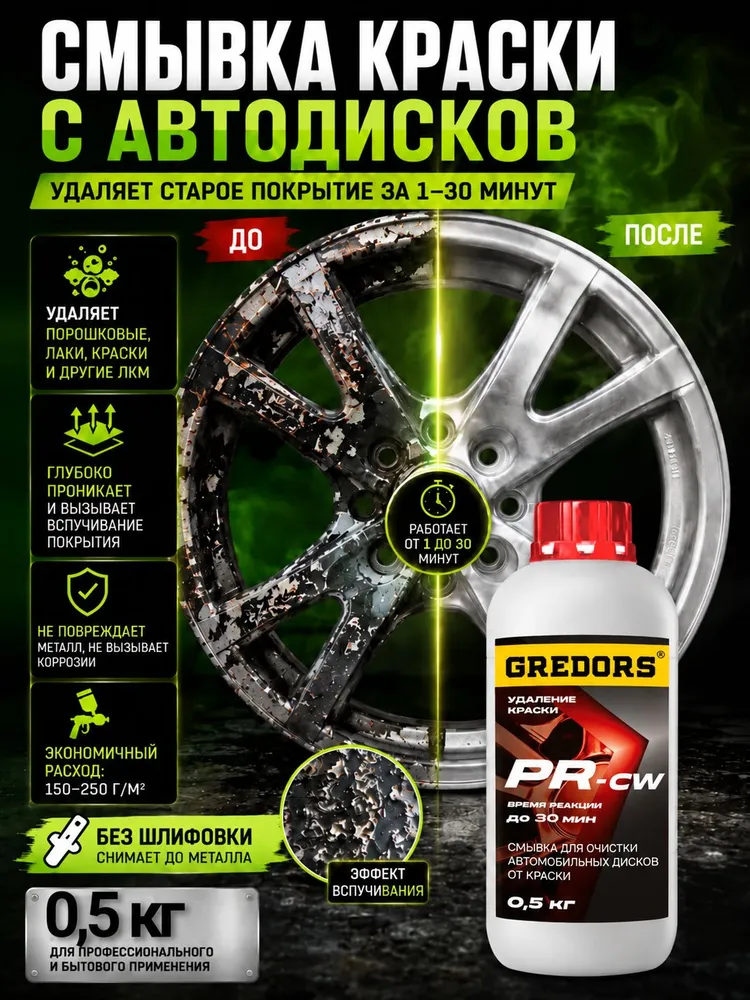 Очиститель дисков автомобиля GREDORS PR-CW, 0.5 кг, 500 г