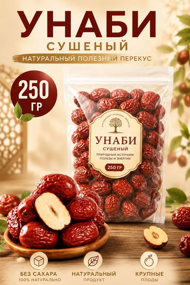 Унаби сушеные 250гр, 250 г