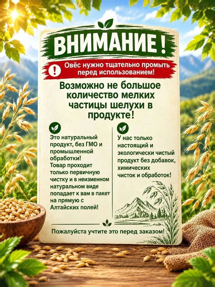 1.2 кг Овес для заваривания отваров и настоя, для проращивания, 1,2 кг, фото 2