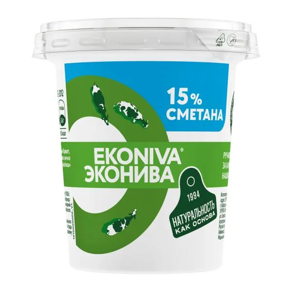 Сметана ЭкоНива 15% 300г, 300 г