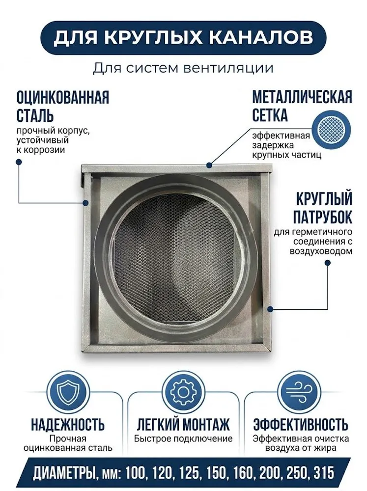 Жироулавливающий кассетный фильтр d 120 мм, вариант, фото 5