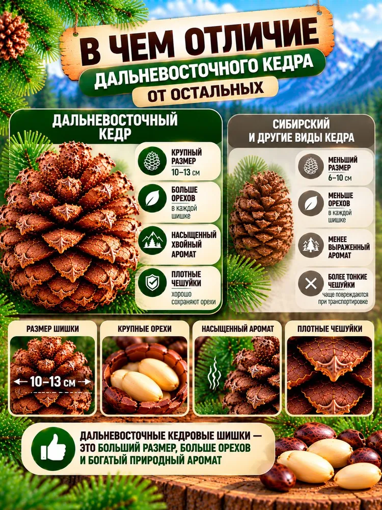 Шишка кедровая дальневосточная с орехами 2 шт урожай 2026, 1 шт, фото 4