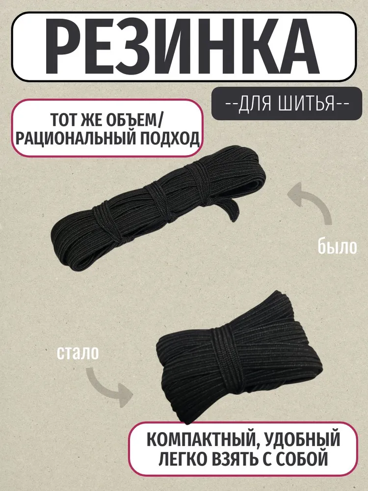 Резинка бельевая для шитья и рукоделия11мм3м/резинка для трусов и одежды черная,1шт., 1 шт, фото 3