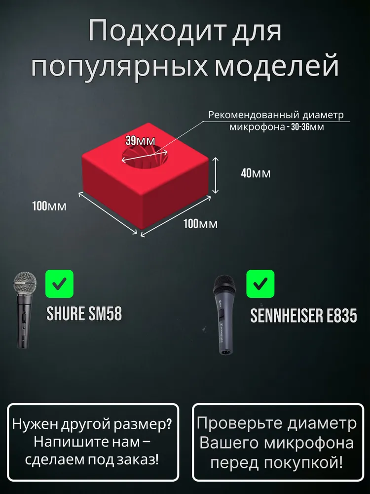 Насадка куб на микрофон для интервью и подкастов / Декоративный брендинг оборудования, защита корпуса размером 100 на 100 мм, вариант, фото 3