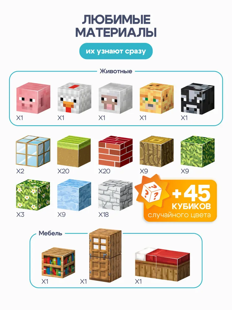 Кубики minecraft 150 pcs (с 5 фигурками), 150 шт, фото 3