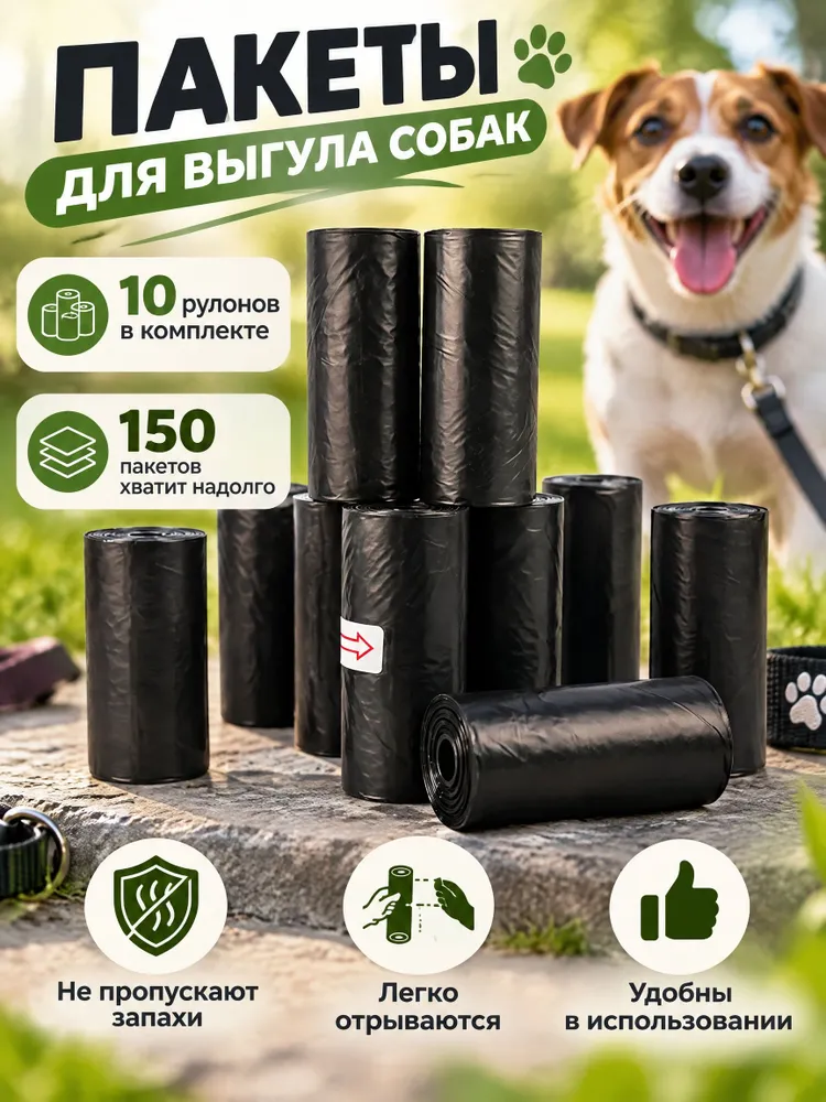 Пакеты для выгула собак биоразлагаемые, 150 штук, вариант