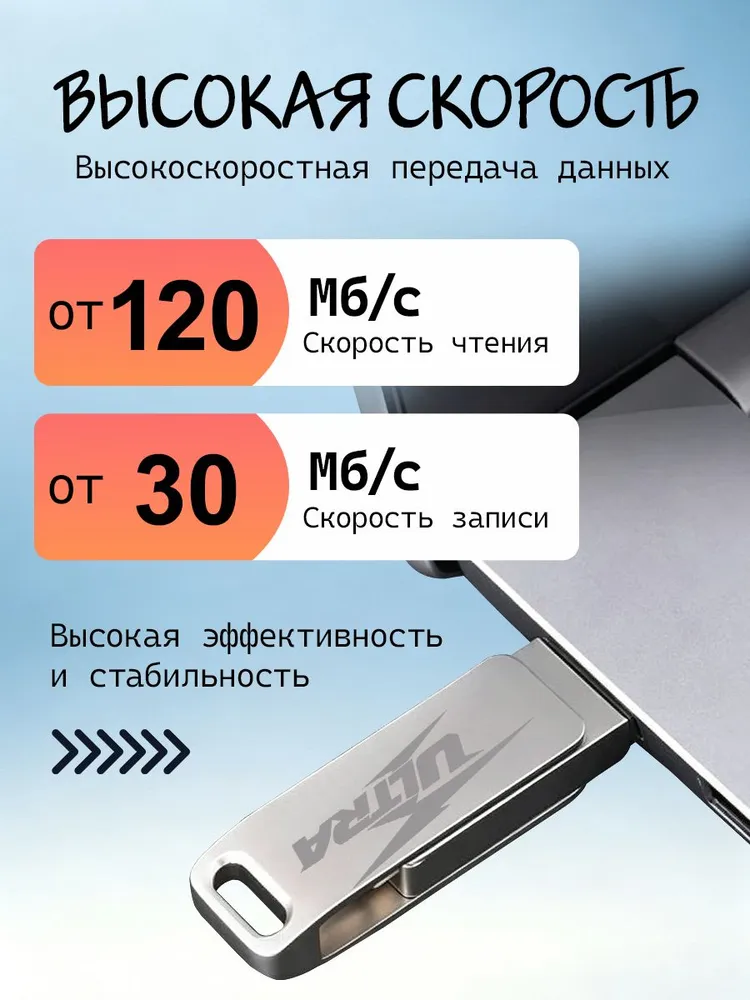 USB 2 в 1, 2 ТБ USB-флеш-накопитель, до 120 мб/сек, Внешний жесткий диск, Металл, серебристый, 120 мб, фото 3