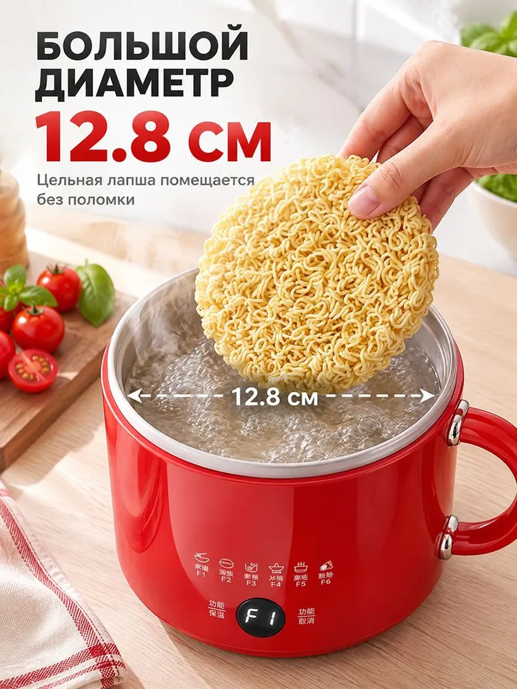 Мультиварка Электрическая мультиварка 6 в 1,миниварка 1,2 л,пароварка 600 Вт,электрическая кастрюля,антипригарное покрытие,яйцеварка,суповарка,рисоварка,мультиварка,стерилизатор, 1,2 л, 600 Вт, фото 6