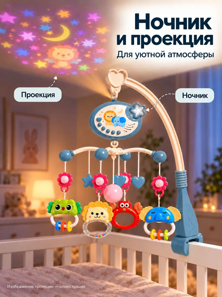 Мобиль музыкальный на кроватку, вариант, фото 4
