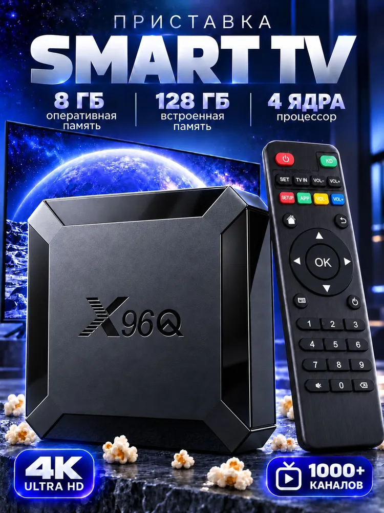 Приставка смарт тв wi fi X96Q / тв приставка для телевизора/ смарт тв приставка / приставка смарт тв / Медиаплеер Андроид 10 4К, вариант