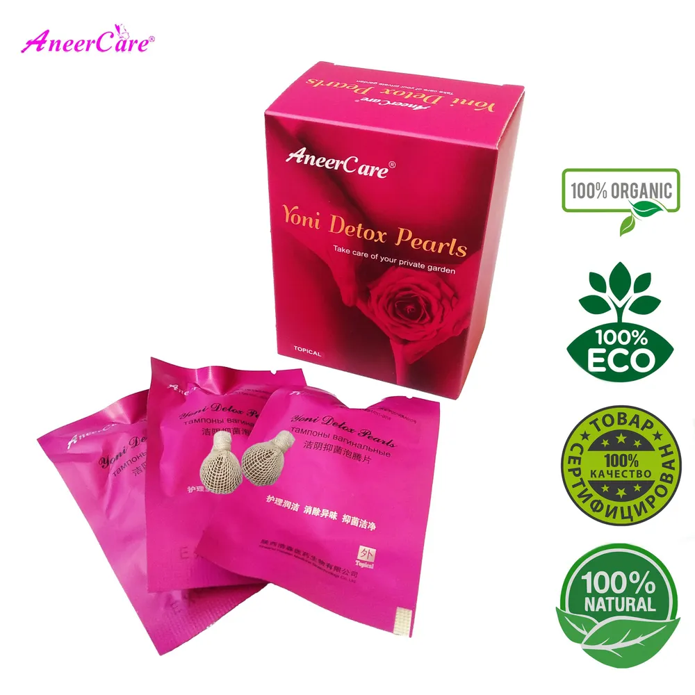 Китайские тампоны "Yoni Detox Pearls" от AneerCare, Коробка 6 шт. Фито тампоны женские травяные, 6 шт
