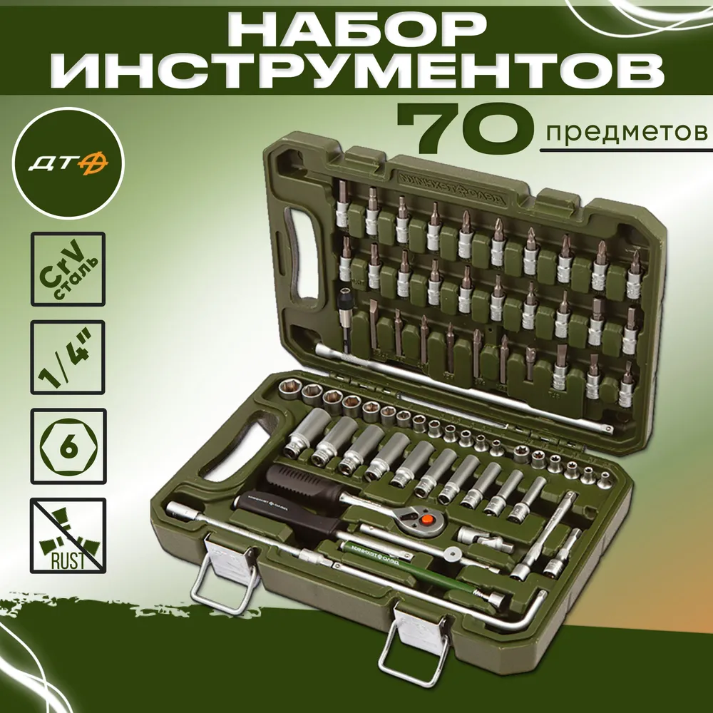 Набор инструментов для автомобиля 1/4", 70 предметов "Дело Техники" 600770, вариант