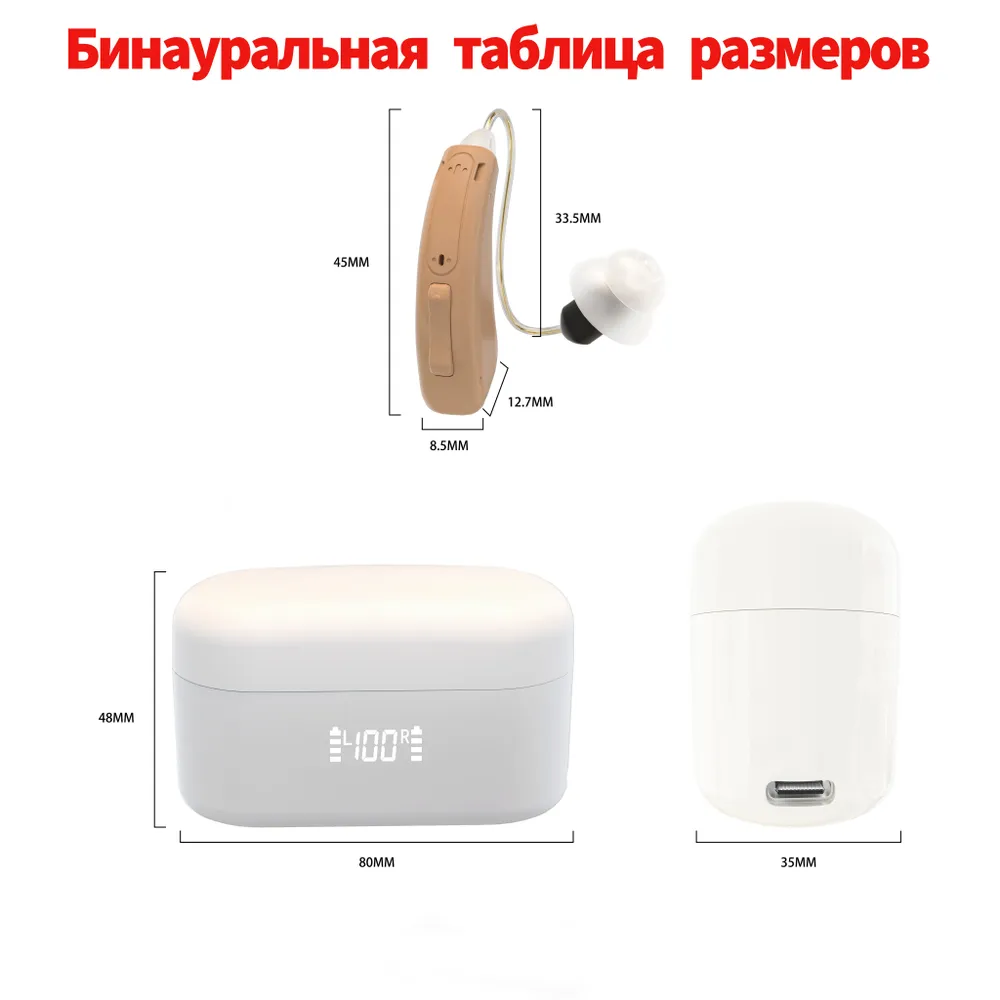 Профессиональные цифровые слуховые аппараты Заушный, 16 каналами MDRC,С отсеком для зарядки с цифровым дисплеем, Bluetooth, подключением приложения, голосовой подсказкой, вариант, фото 5