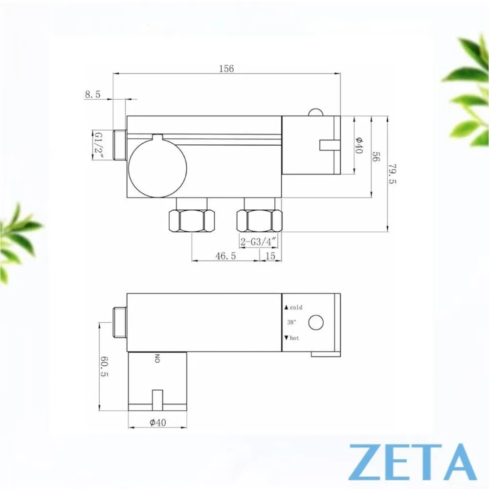 Термостатический смеситель ZETA BR-820 вертикальный, вариант, фото 4