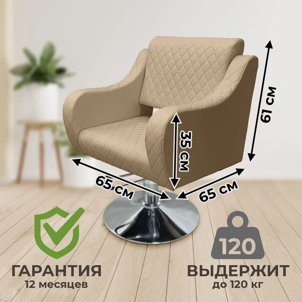 Парикмахерское кресло Profi, бежевый, бежевый, фото 2
