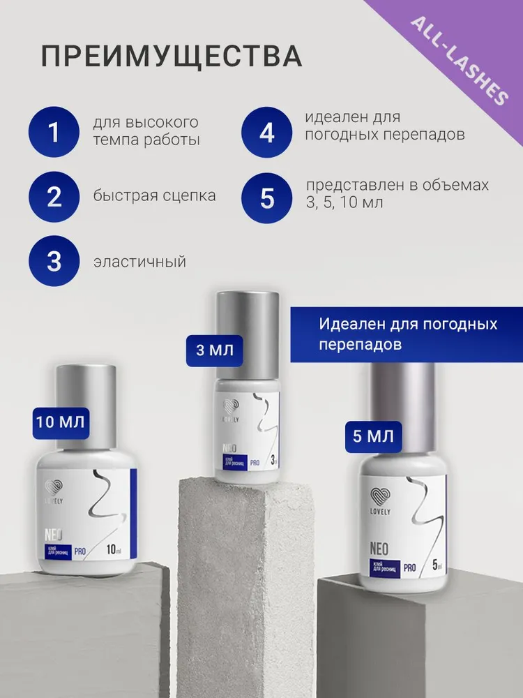 Lovely Клей для наращивания ресниц черный Лавли Нео Neo 10 мл годен до 07.06.2027, 10 мл, фото 4