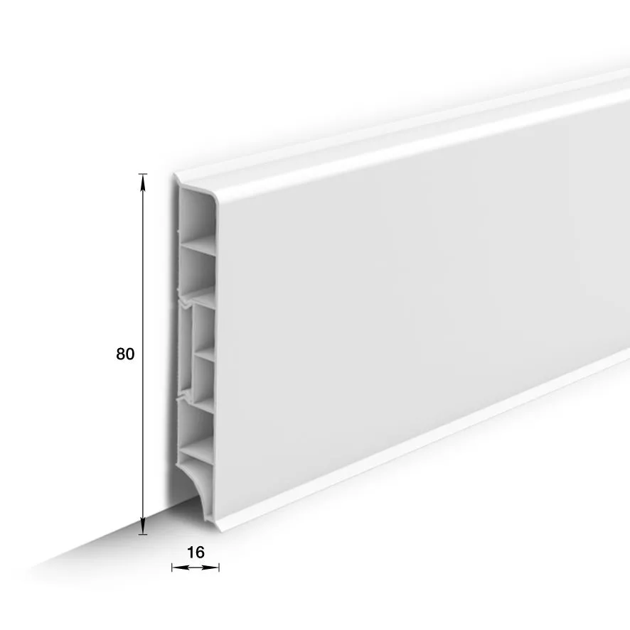 Плинтус напольный IDEAL "Дюра" прямоугольный 80х16х2200 мм Белый, 80x16x2200 мм, фото 2