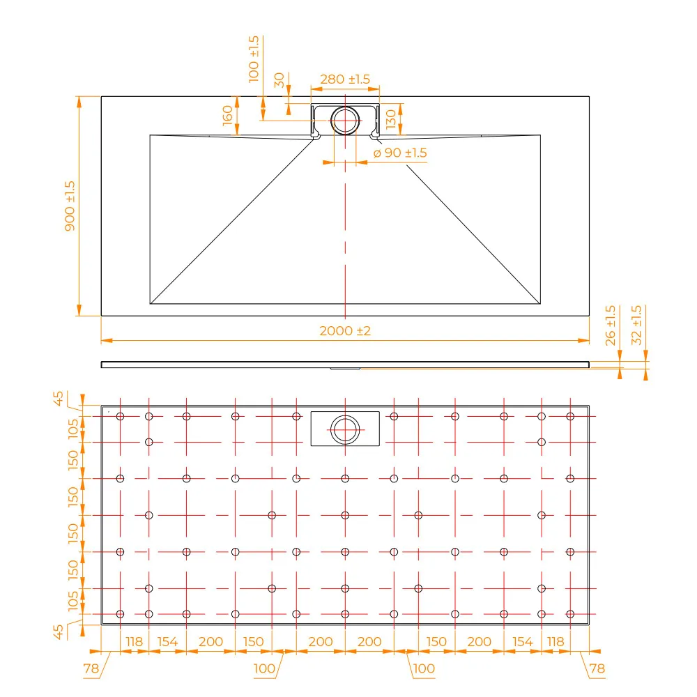 Поддон для душа 90x200 RGW TKS-Co Бетон 553802920-10, 90x200, фото 2