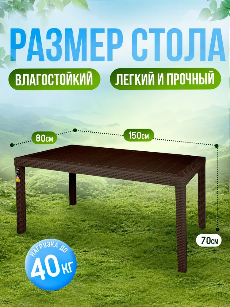 Комплект садовой мебели стол большой пластиковый, стулья 2 шт., 2 шт, фото 2