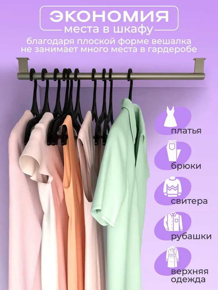 FankyManky Вешалка плечики 42 см 20 шт пластик черный, 20 шт, фото 4