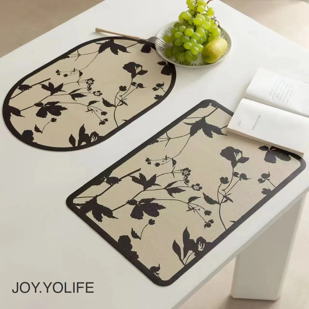 Плейсмат на стол прямоугольный 30х45 см, водонепроницаемый Joy.Yolife Цветочный узор 4, ПВХ сервировочные салфетки для кухни под тарелки, 1 шт., 30x45 см, 1 шт, фото 2