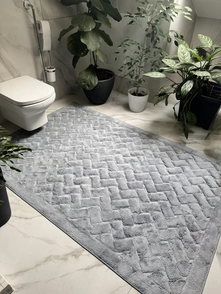 Коврик прикроватный хлопковый серый 120х150 см Турция, 120x150 см