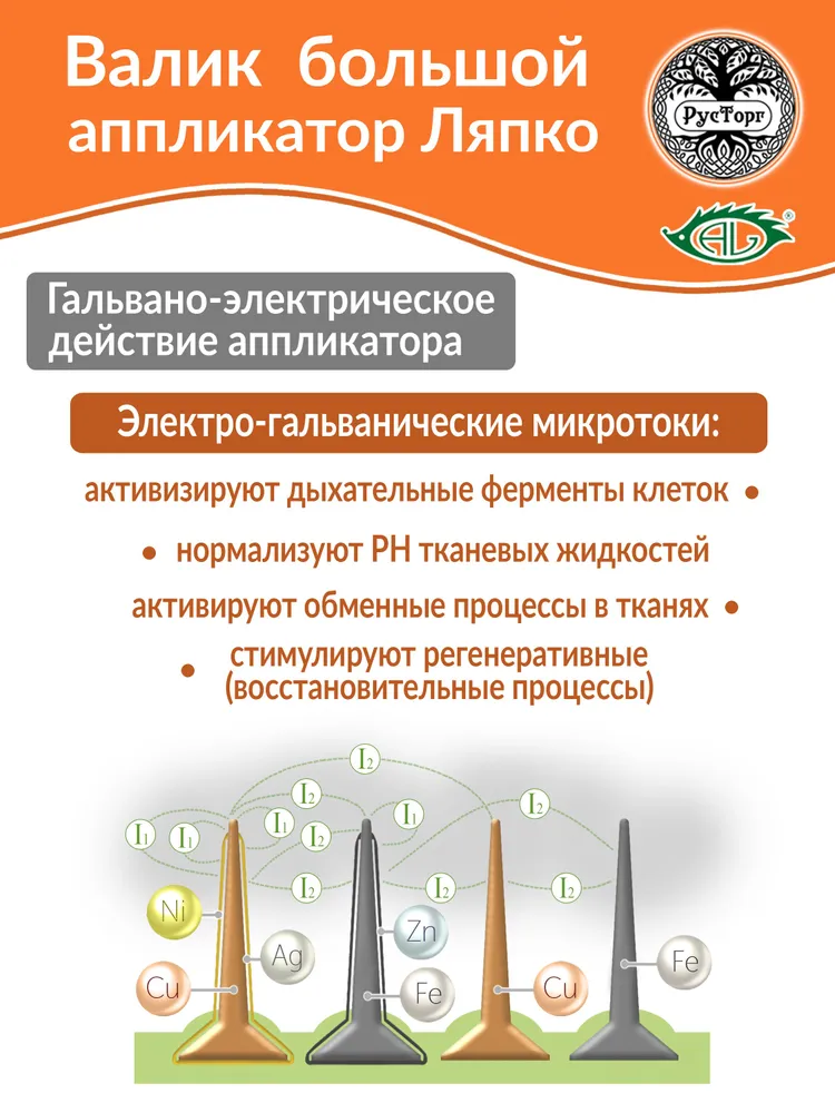 Аппликатор Ляпко Валик Большой М 5,0 (размер 111хd61 мм), оранжевый., оранжевый, фото 4