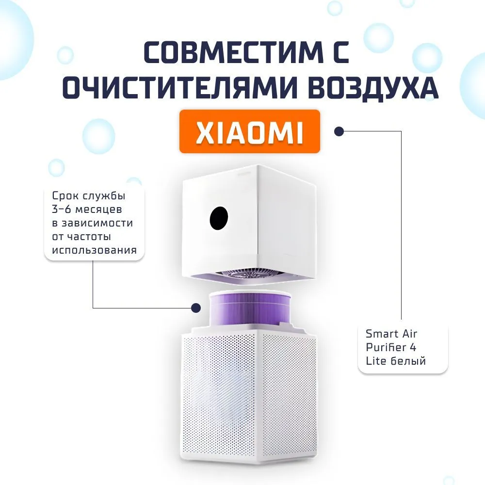Фильтр для очистителя воздуха Xiaomi Smart Air Purifier 4 Lite Filter Pro (AFEP5TFA17) GLOBAL Purple, фиолетовый, фото 2
