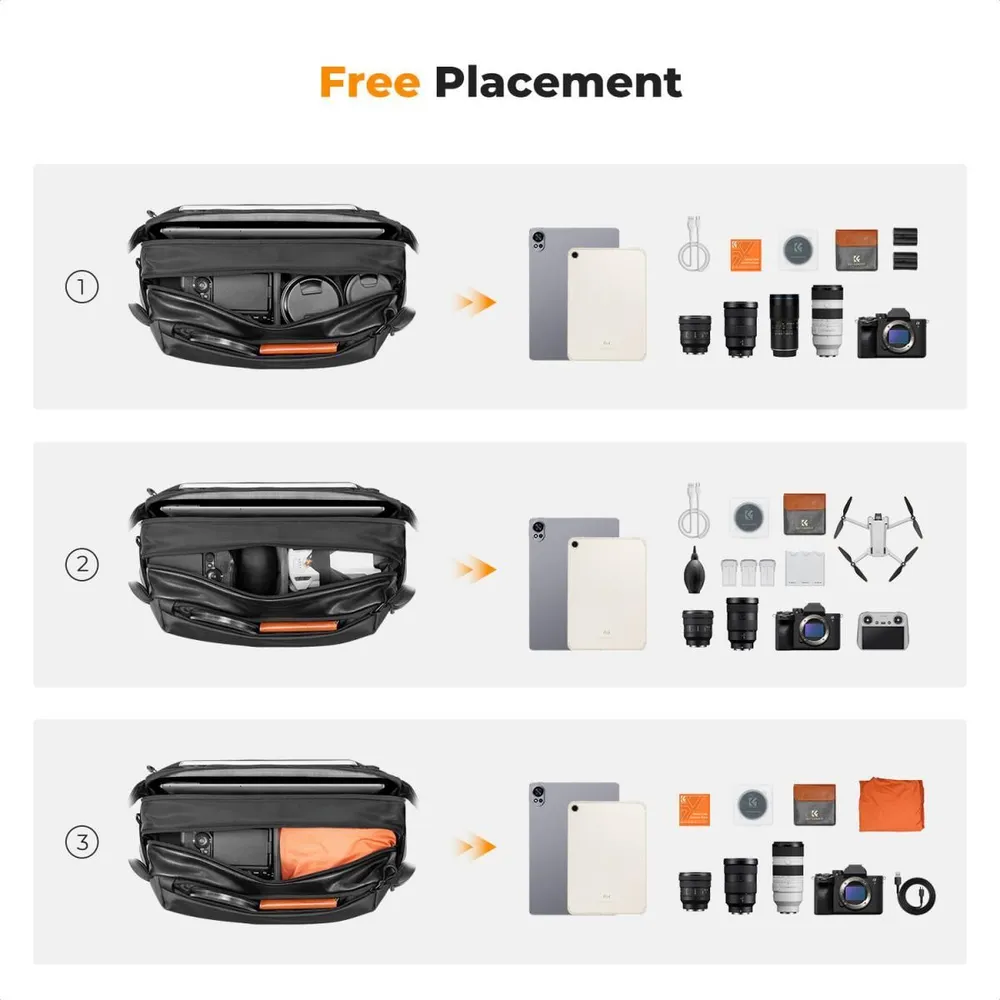 Сумка-слинг для фотоаппарата / Плечевая фотосумка / K&F Concept Alpha Sling Bag 10L, 12 л, фото 3