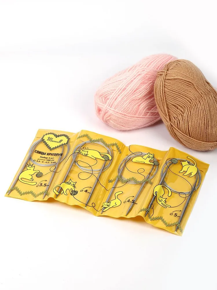 Набор спицы для вязания круговые Maxwell Gold 4 шт длина 100 см (3.5, 4, 4.5, 5 мм), 4 шт, фото 6