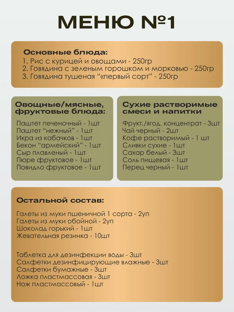 Индивидуальный рацион питания ИРП (Сухпаек №1), вариант, фото 2