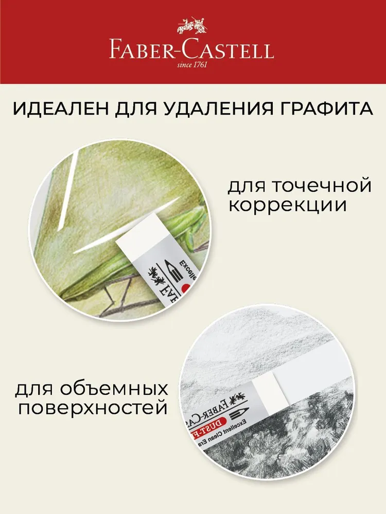 Faber-Castell Ластик для школы набор 2 штуки Dust Free, 2, фото 6