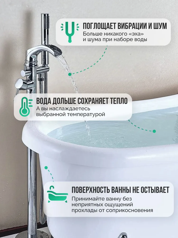 Шумоизоляция для ванны SGM ECO 10 листов для самых шумных зон. Звукоизоляция сантехники, канализации 110, стояка. Для кухни, раковин поддонов, вариант, фото 3