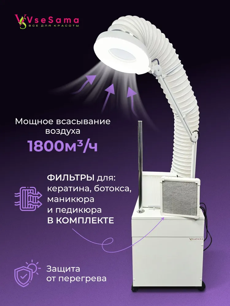 Мощная универсальная вытяжка для кератина и ботокса, маникюра и педикюра., вариант, фото 2