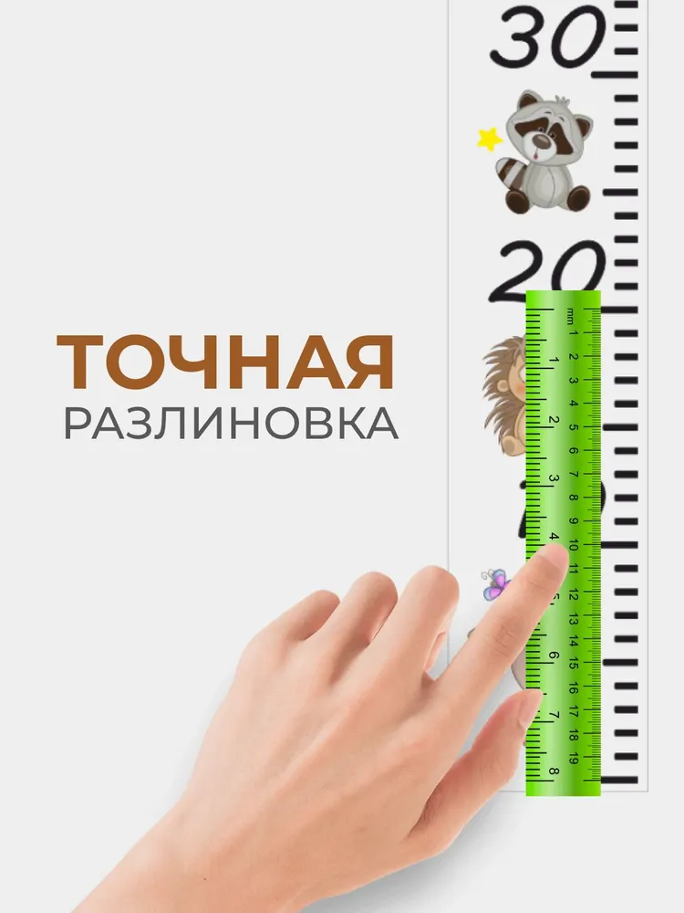 Ростомер детский на стену наклейка с животными до 2 метров, 2 м, фото 3