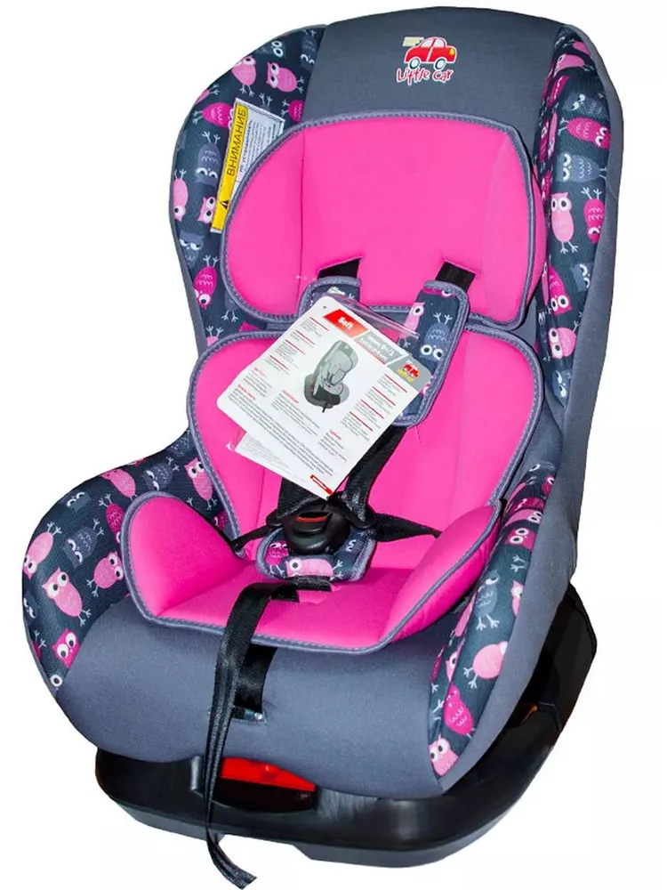Автокресло детское 0-18кг. Little Car Soft совы-розовый, 18 кг